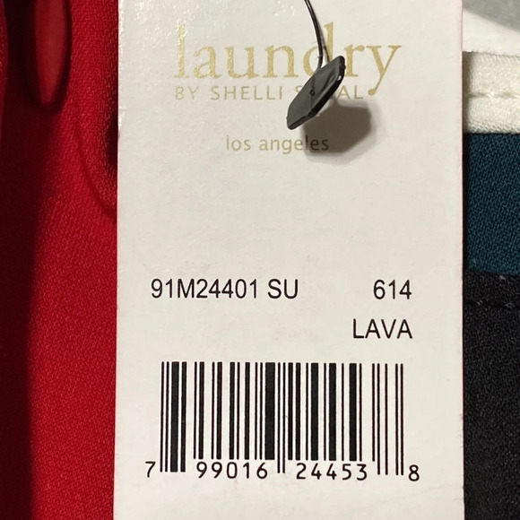 Laundry By Shelli Segal "NEW" Lava Red Ruched Drape Sleeveless Dress Size 6 - Picture 8 of 10